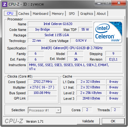 پردازنده مرکزی Intel Celeron G1620