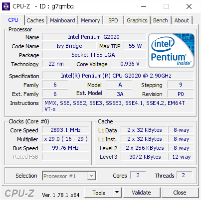پردازنده مرکزی Intel Pentium G2020