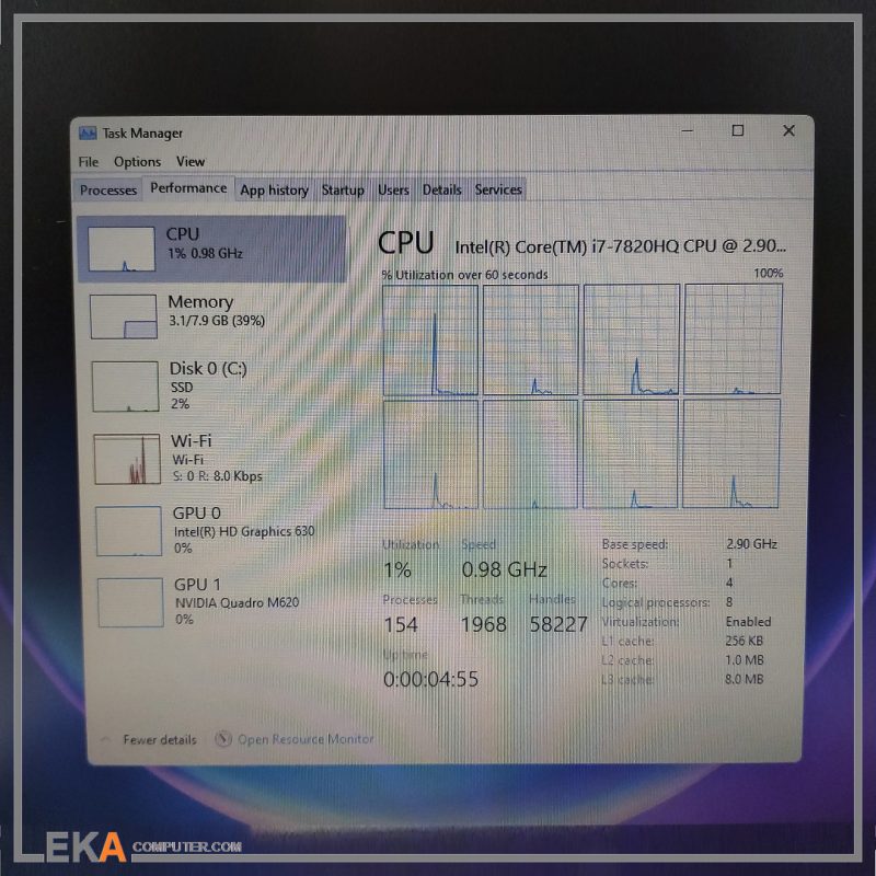 لپتاپ دل Dell Precision 3520 Core i7 7820HQ رم 16 گیگ