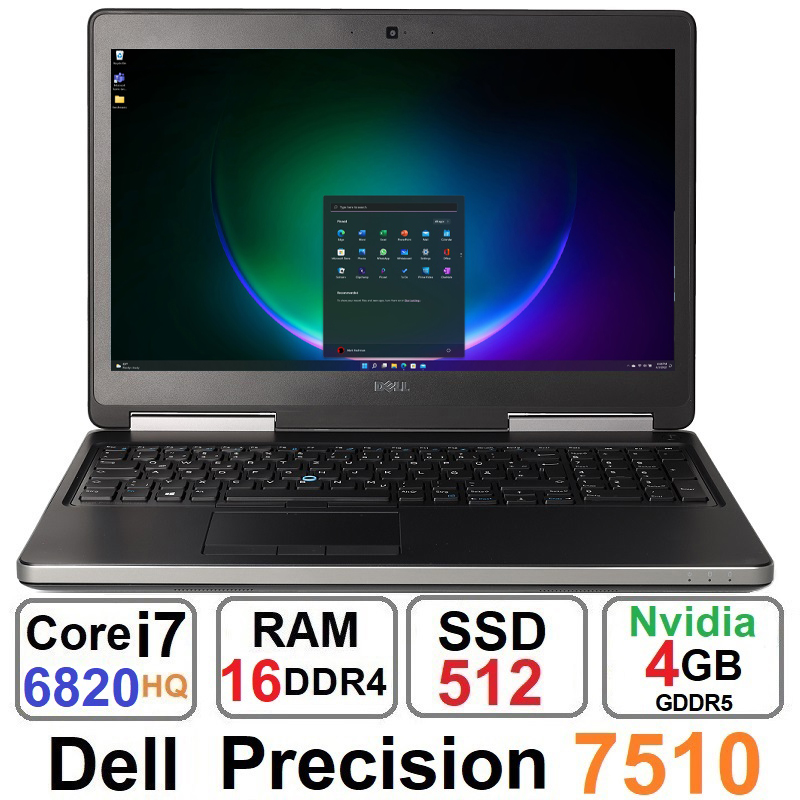 لپتاپ دل Dell Precision 7510 Core i7 6820HQ رم16وSSD512